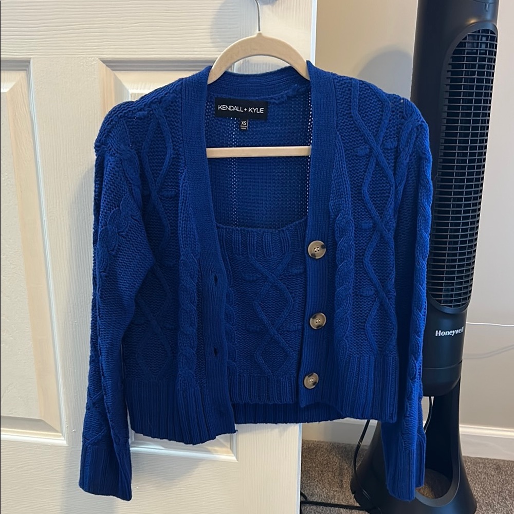 Kendall & Kylie Blue Cable Knit Cardigan
